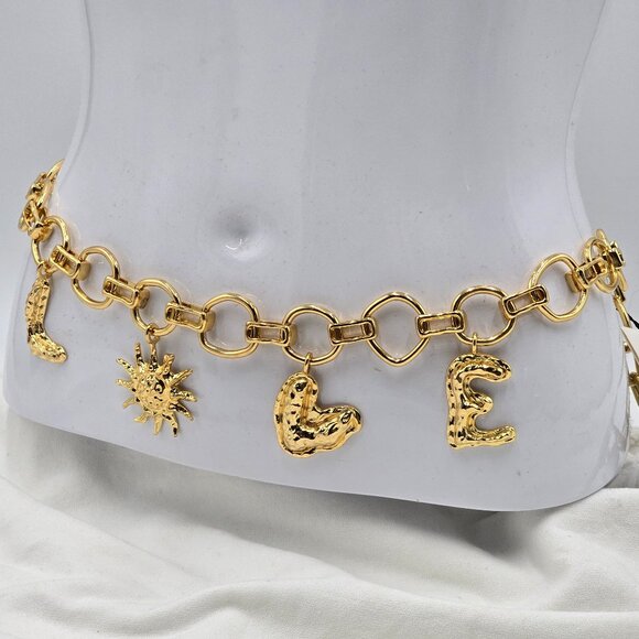 Zara LOVE Charms Gold Chain Belt - NWT main image 13